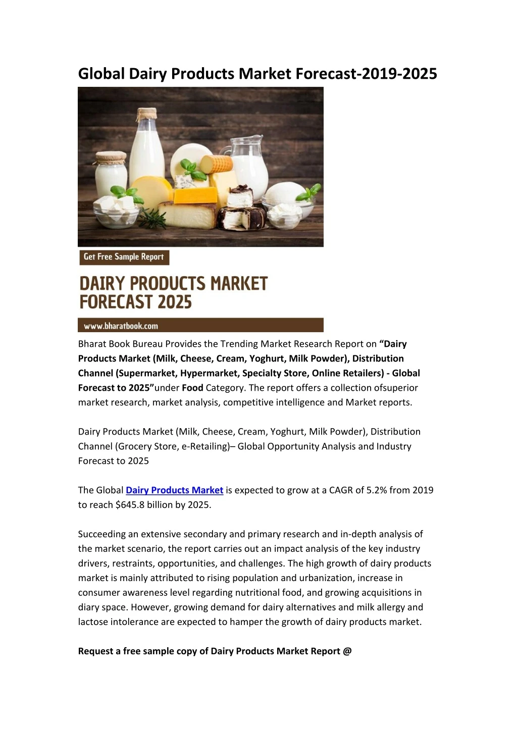 global dairy products market forecast 2019 2025