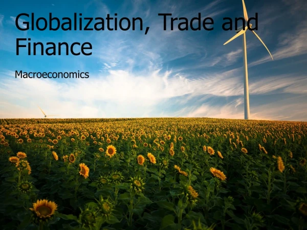 Globalization, Trade and Finance