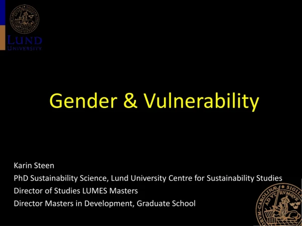 Gender &amp; Vulnerability