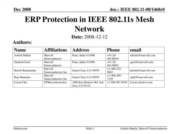 ERP Protection in IEEE 802.11s Mesh Network