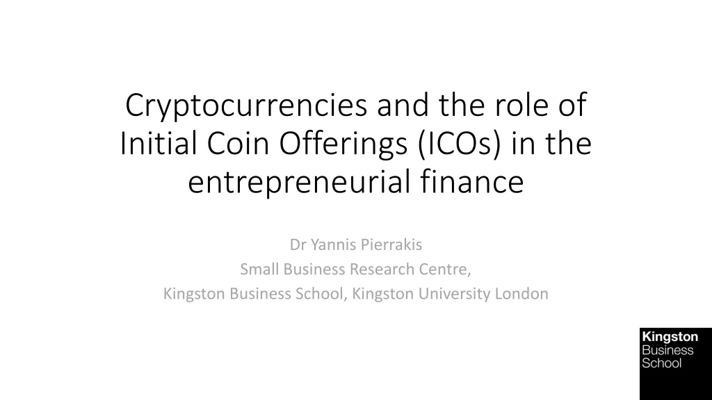 cryptocurrencies and the role of initial coin offerings icos in the entrepreneurial finance