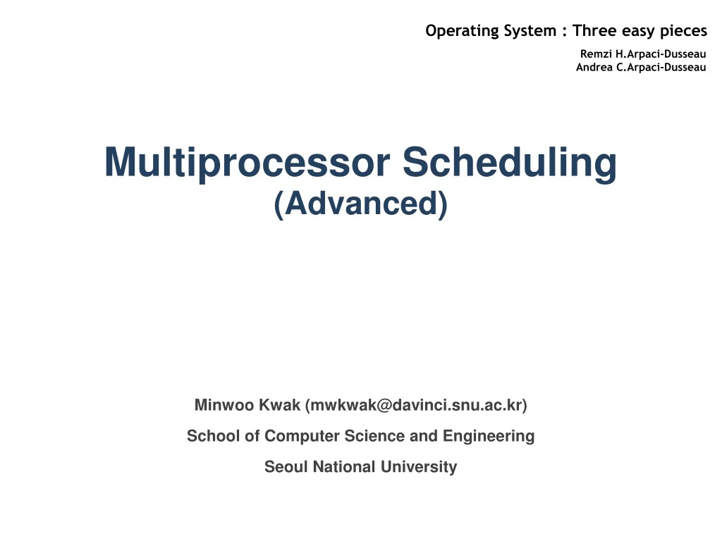 multiprocessor scheduling advanced