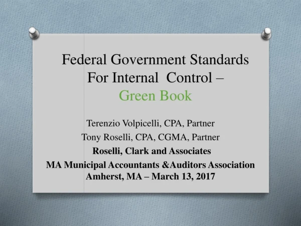 Federal Government Standards For Internal Control – Green Book