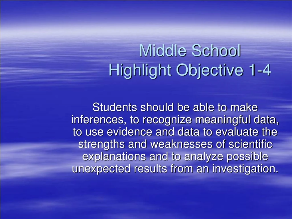 middle school highlight objective 1 4