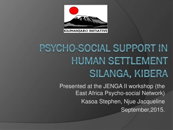 Psycho-social support in human settlement Silanga, KIbera