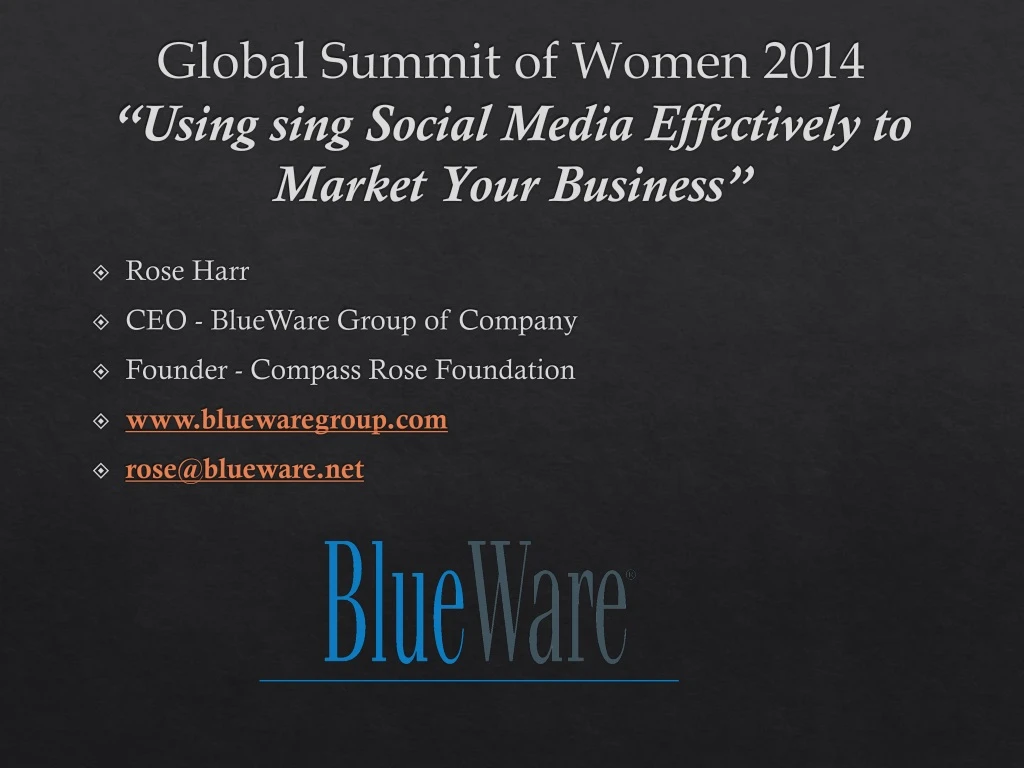 global summit of women 2014 using sing social media effectively to market your business