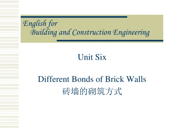 English for Building and Construction Engineering