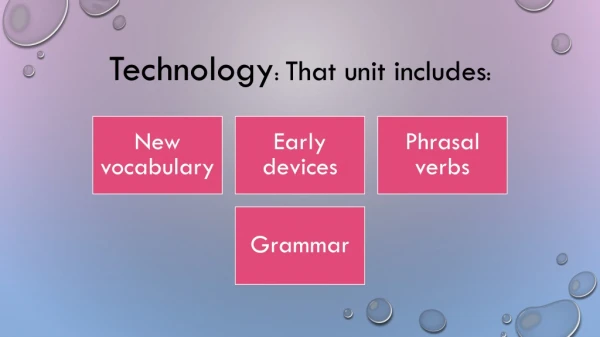 Technology : That unit includes :