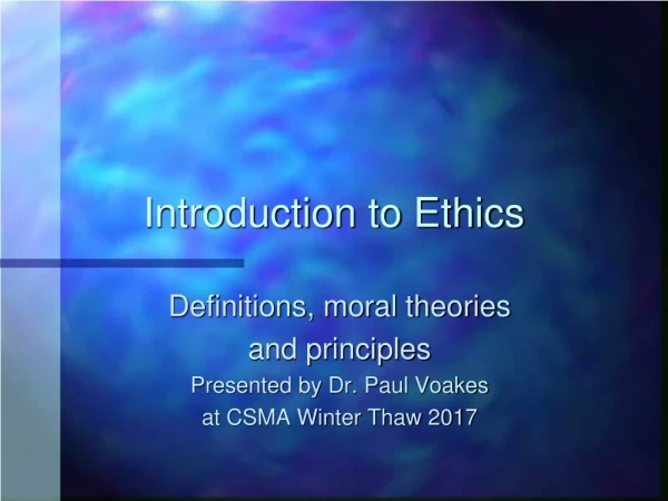 Introduction to Ethics