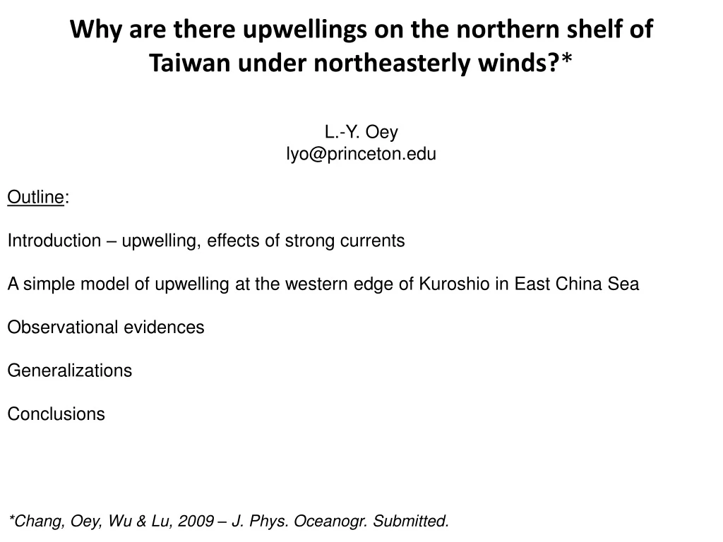 why are there upwellings on the northern shelf of taiwan under northeasterly winds