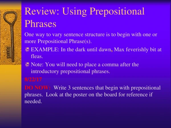 Review: Using Prepositional Phrases