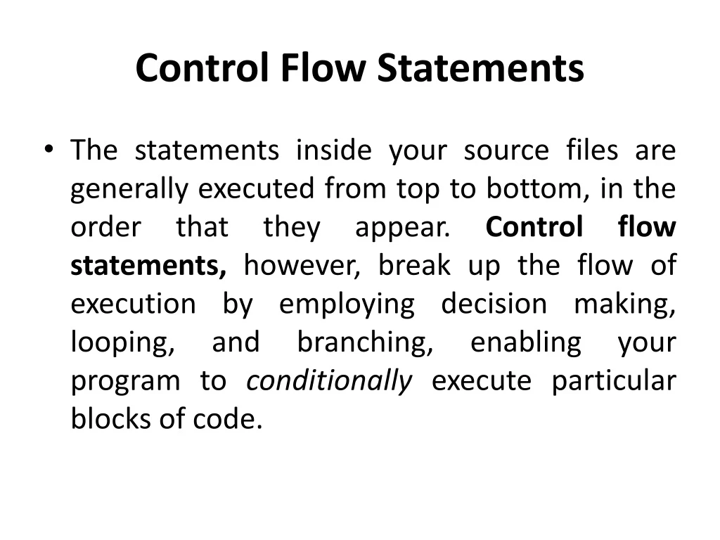 control flow statements