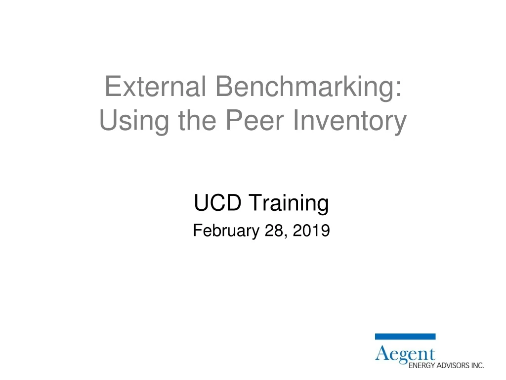 external benchmarking using the peer inventory