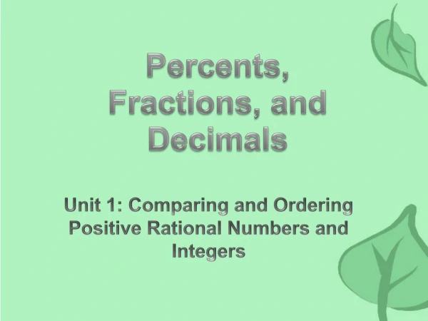 Percents, Fractions, and Decimals