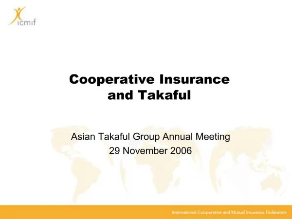 Cooperative Insurance and Takaful