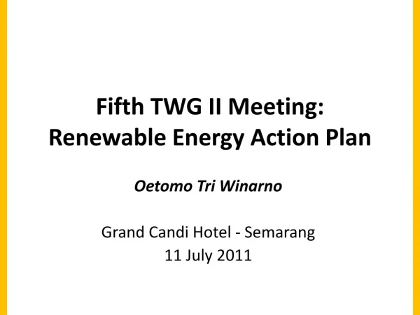 Fifth TWG II Meeting : Renewable Energy Action Plan