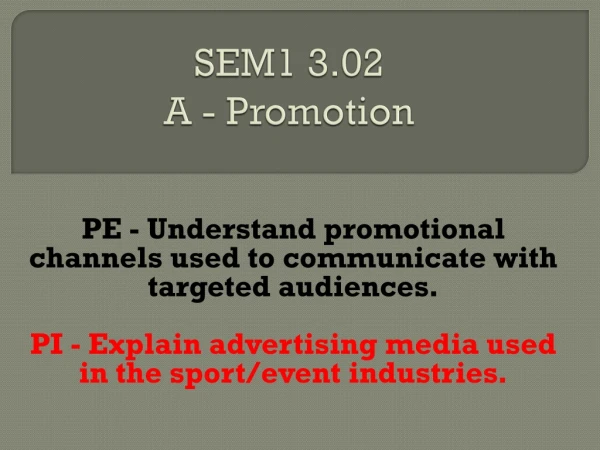 SEM1 3.02 A - Promotion