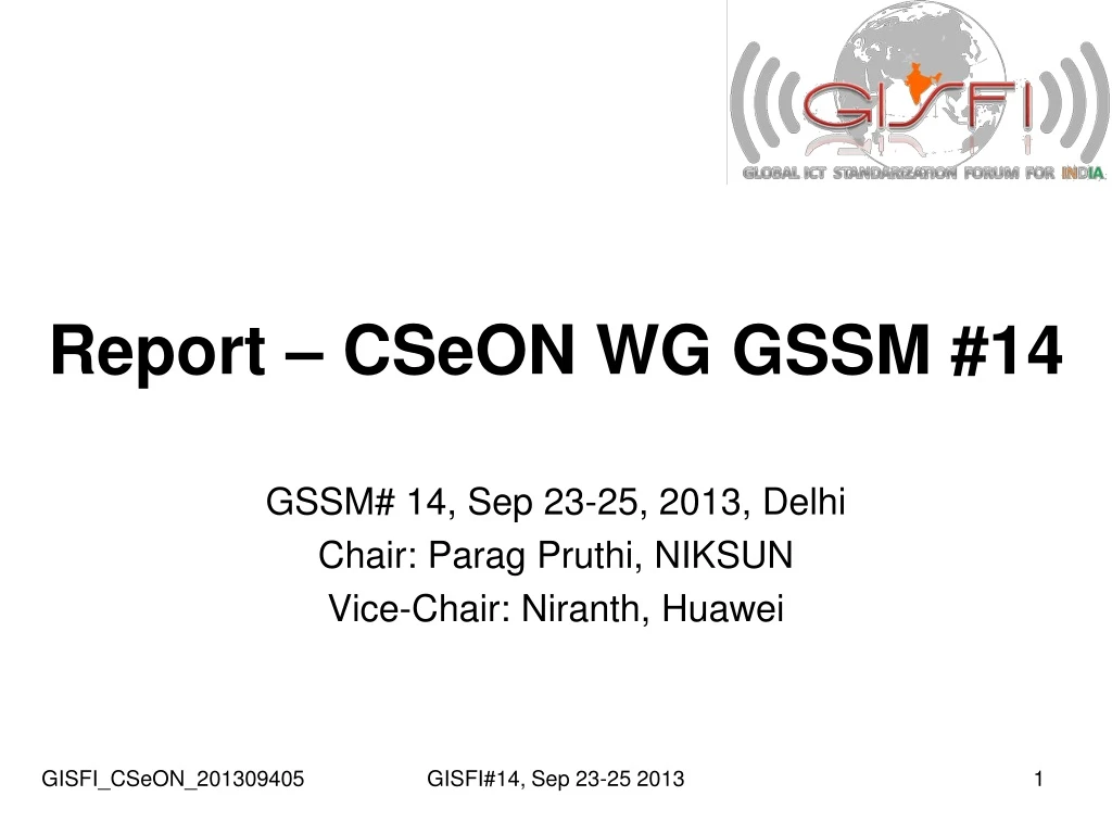 report cseon wg gssm 14