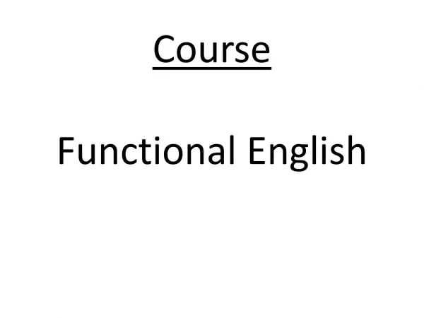 Course Functional English