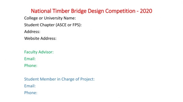 National Timber Bridge Design Competition - 2020