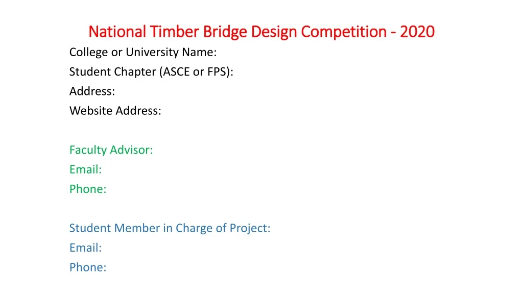 national timber bridge design competition 2020