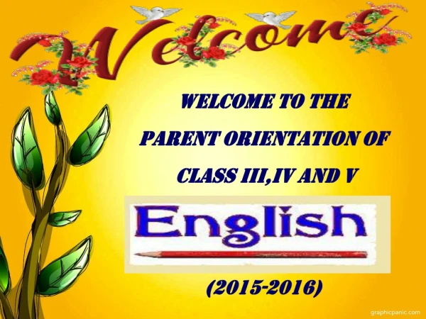 WELCOME TO THE PARENT ORIENTATION OF CLASS III,IV AND V (2015-2016)