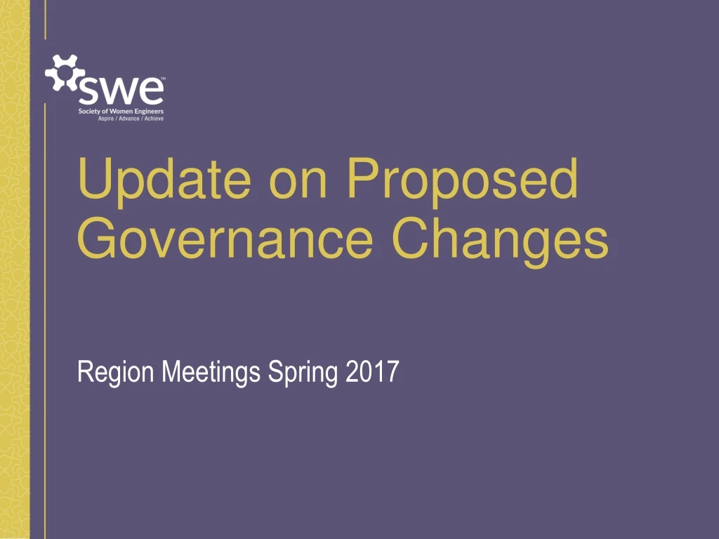 update on proposed governance changes