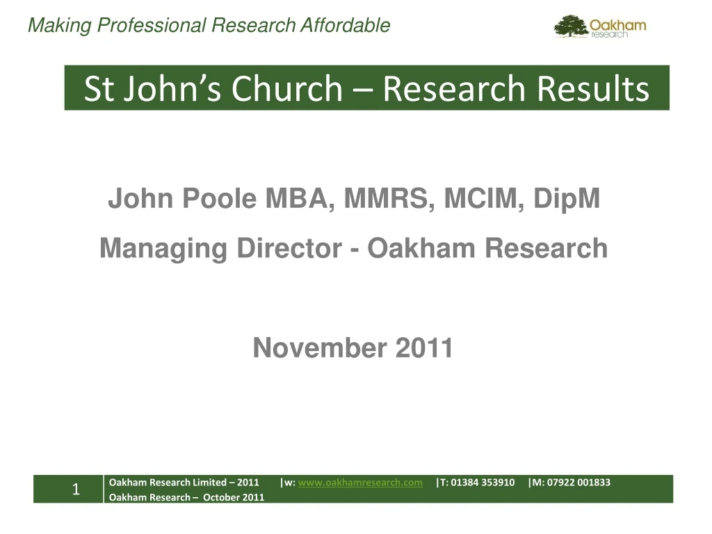 st john s church research results
