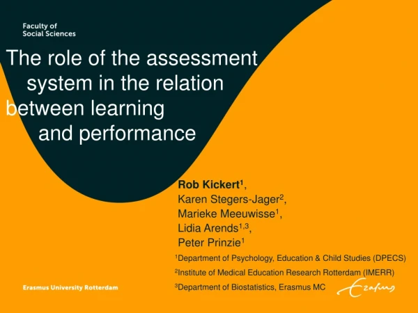 The role of the assessment 	system in the relation 	 	 between learning 	 and performance