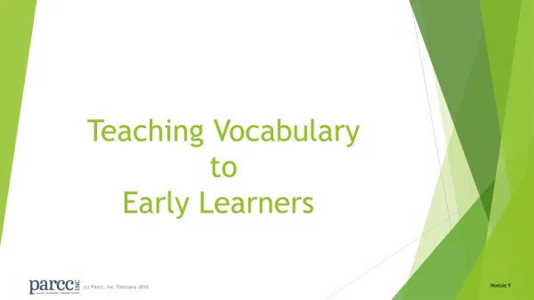 Teaching Vocabulary to Early Learners