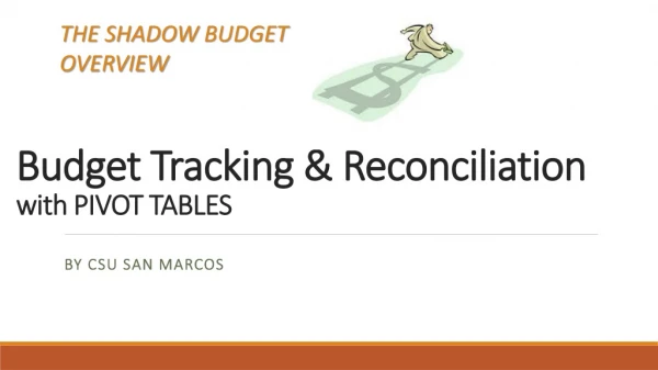 Budget Tracking &amp; Reconciliation with PIVOT TABLES