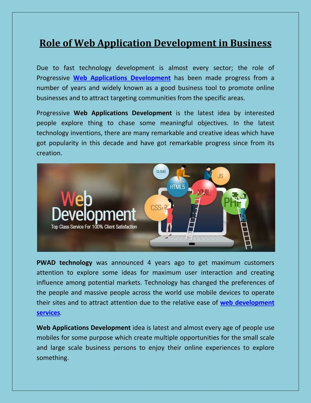 role of web application development in business