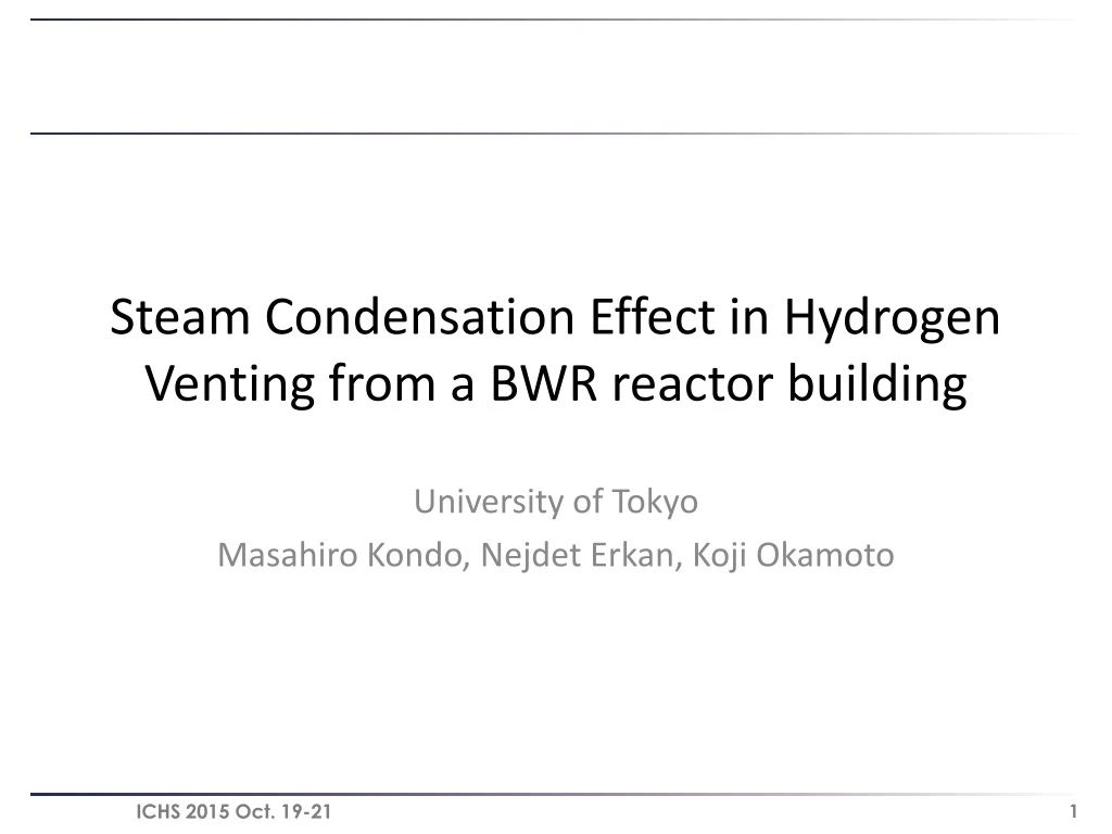 steam condensation effect in hydrogen venting from a bwr reactor building