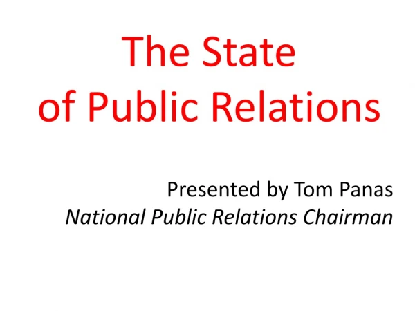 The State of Public Relations