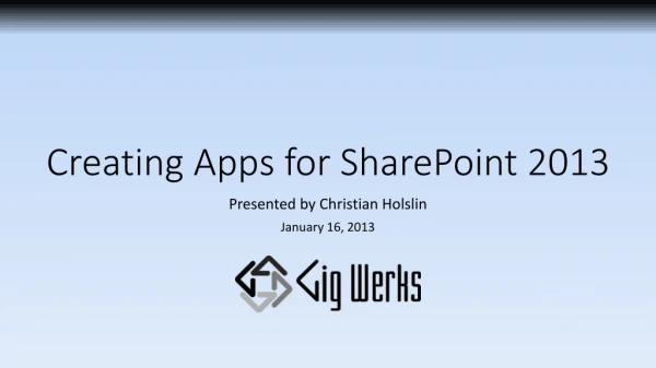 Creating Apps for SharePoint 2013
