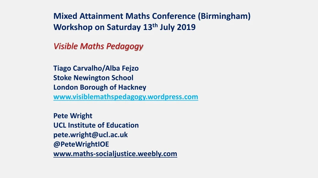 mixed attainment maths conference birmingham