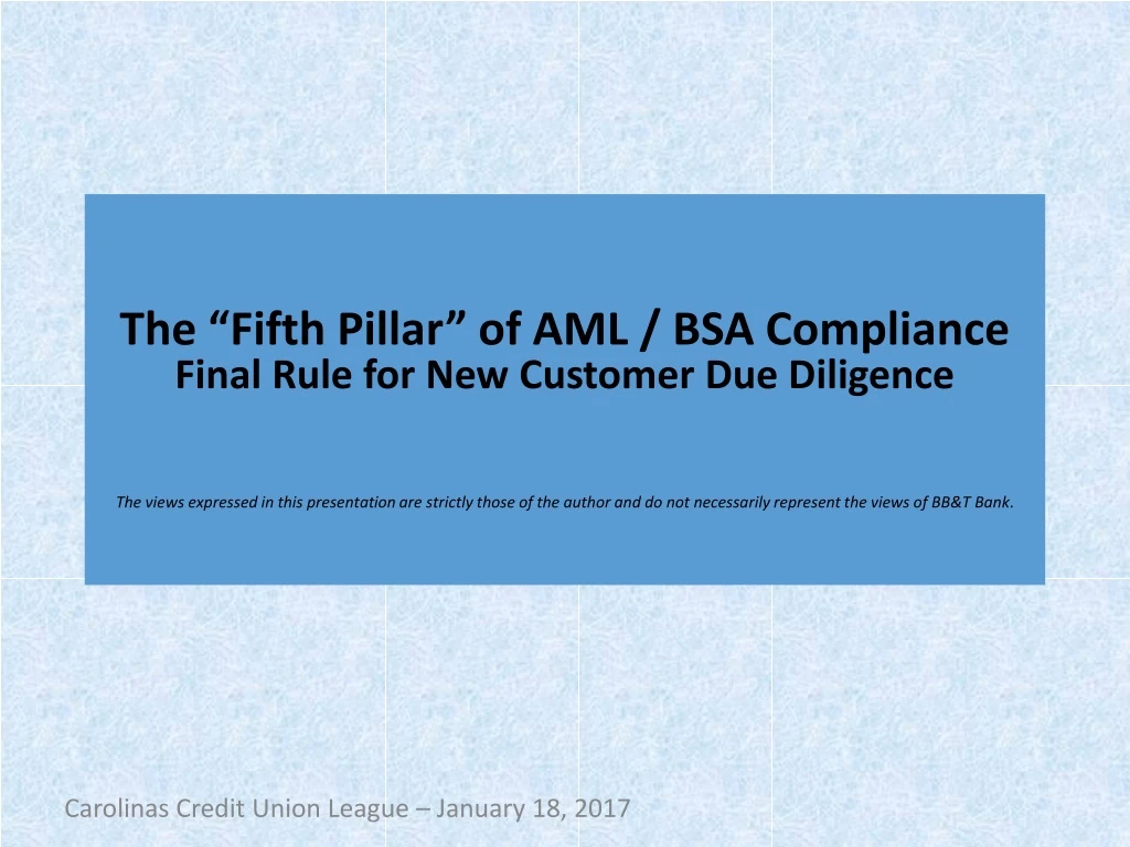 the fifth pillar of aml bsa compliance final rule