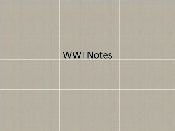 WWI Notes