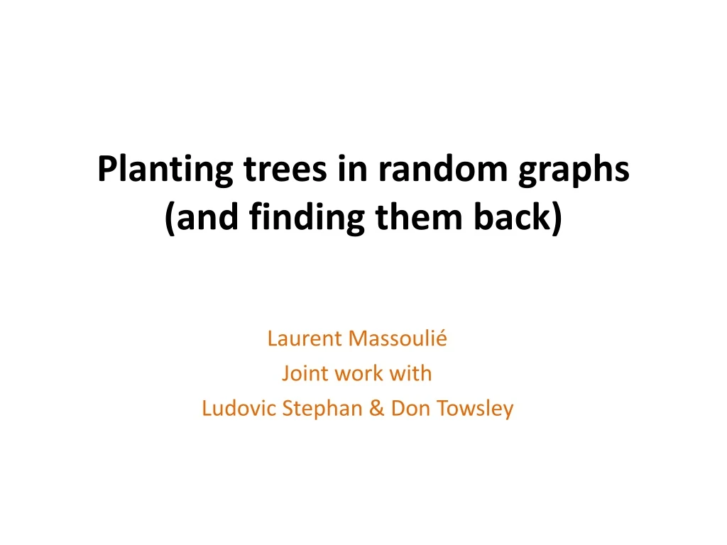 planting trees in random graphs and finding them back