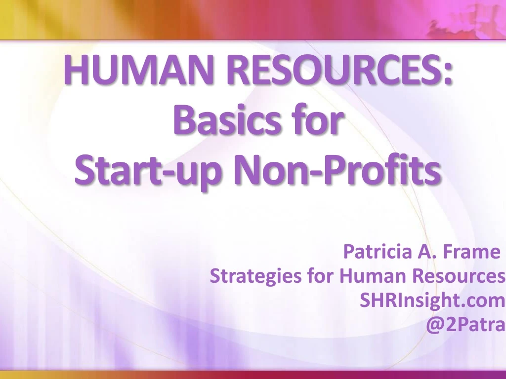 human resources basics for start up non profits