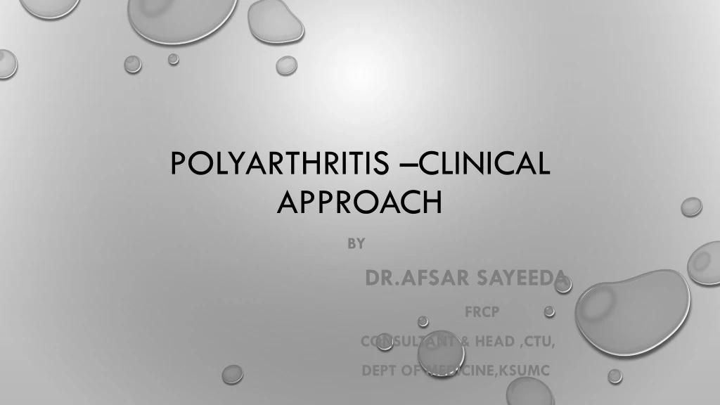 polyarthritis clinical approach