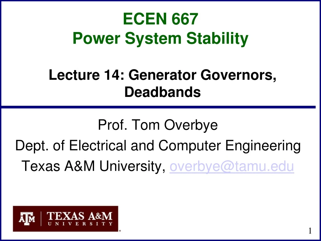 ecen 667 power system stability