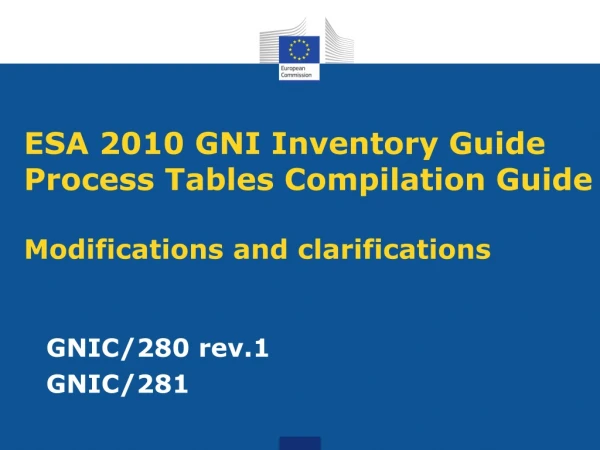 ESA 2010 GNI Inventory Guide Process Tables Compilation Guide Modifications and clarifications