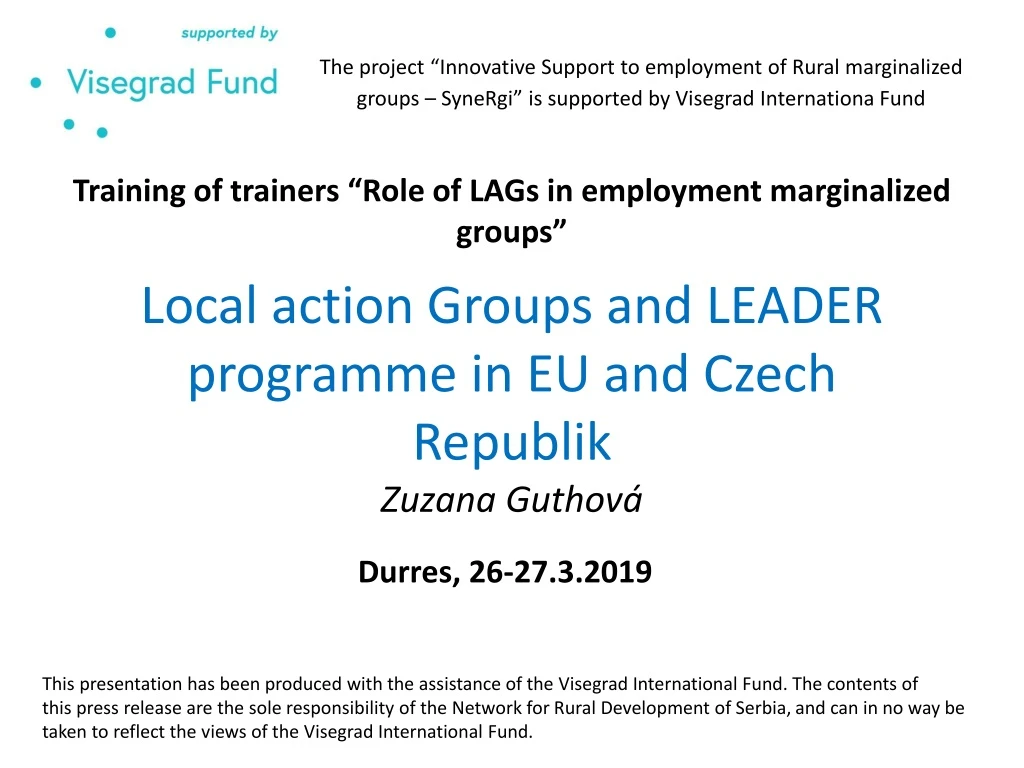 local action groups and leader programme in eu and czech republik zuzana guthov