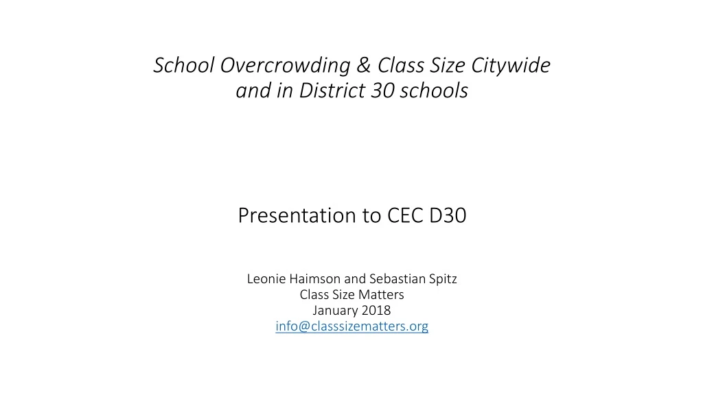 school overcrowding class size citywide