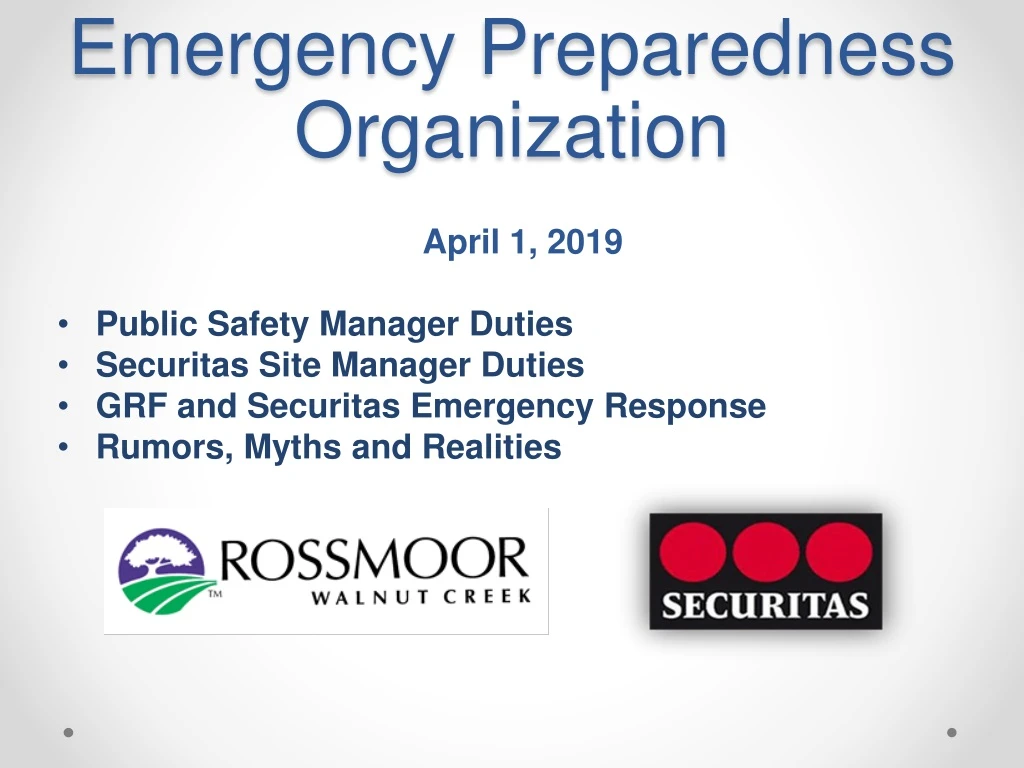 emergency preparedness organization