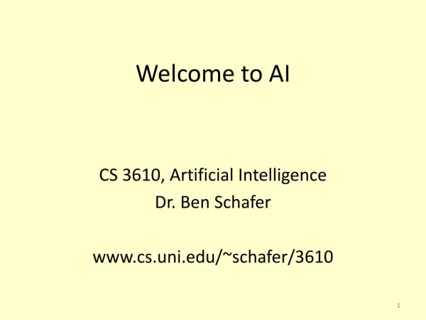Welcome to AI