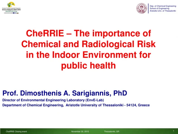 Prof. Dimosthenis A. Sarigiannis , PhD