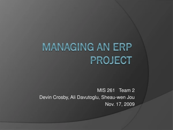 Managing an ERP Project