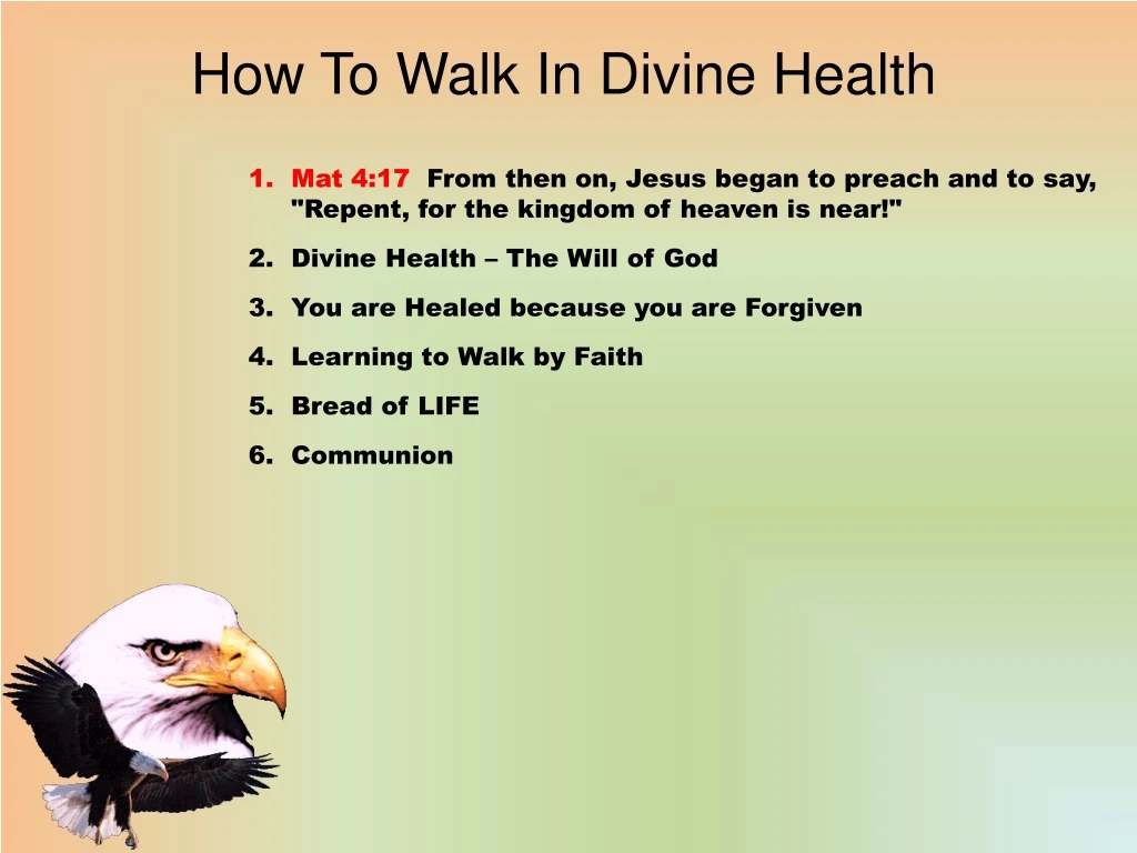 how to walk in divine health